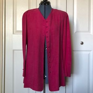 Liz Claiborne Magenta Silk Blazer Cardigan
